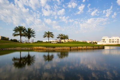 Fairway with lake and trees