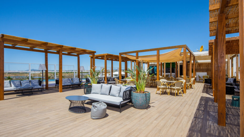 Outdoor seating at AP Cabanas Beach & Nature Resort