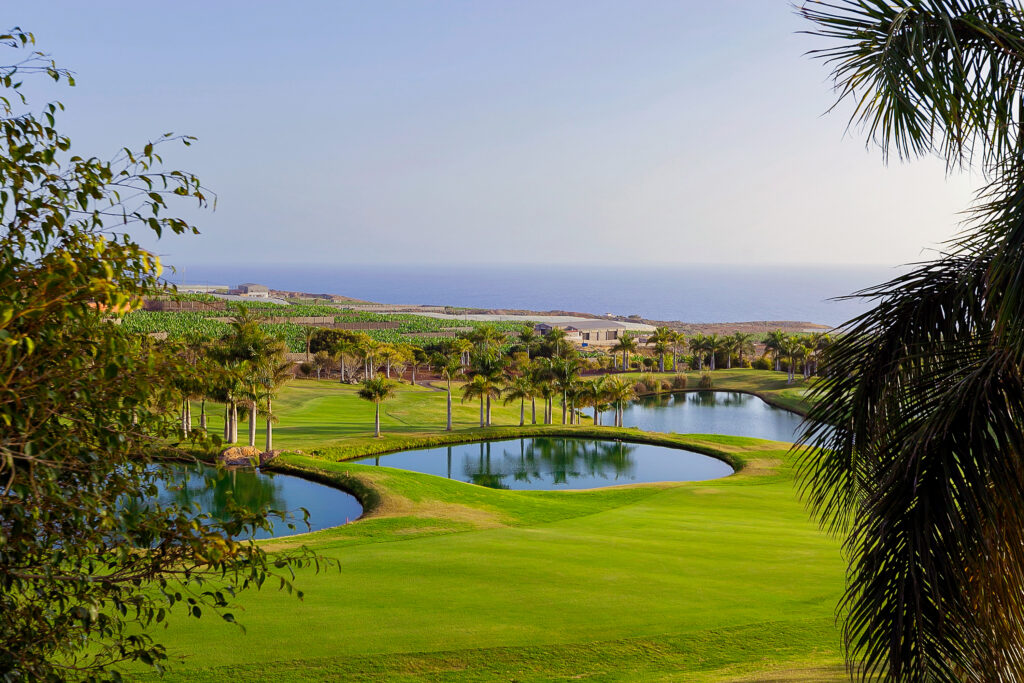 Fairway with lakes and trees around at Abama Golf Course