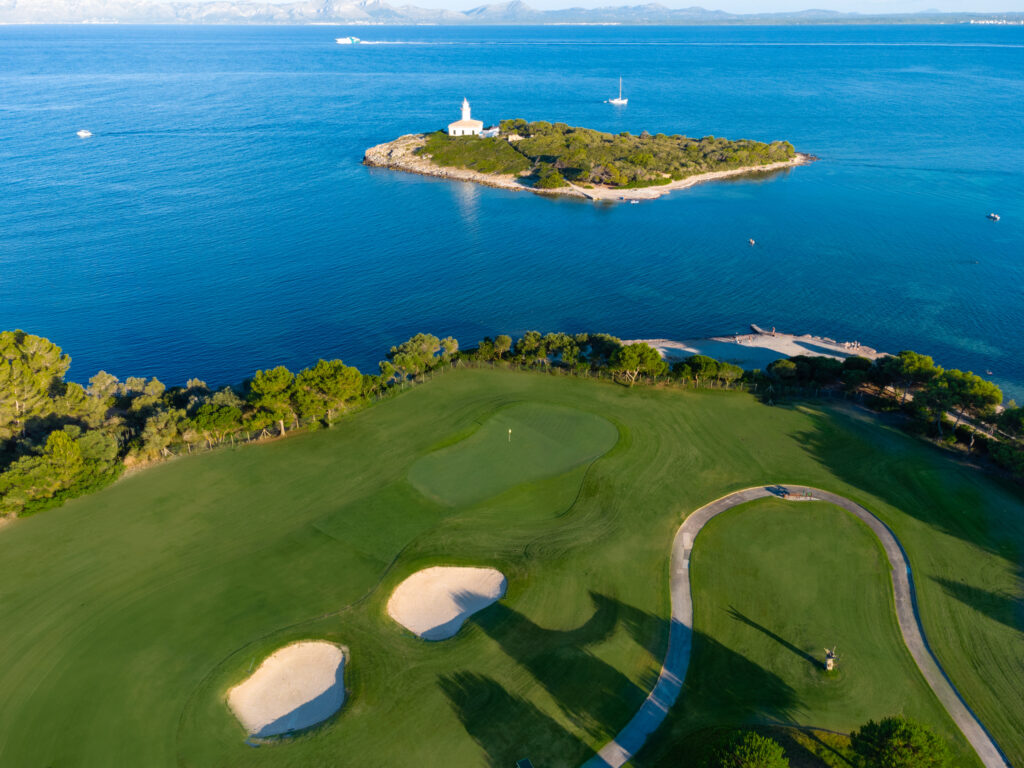 Aerial view of Alcanada Golf Club with lake