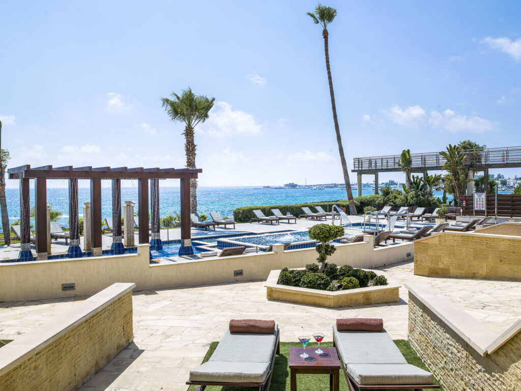 Outdoor areas at Alexander The Great Beach Hotel