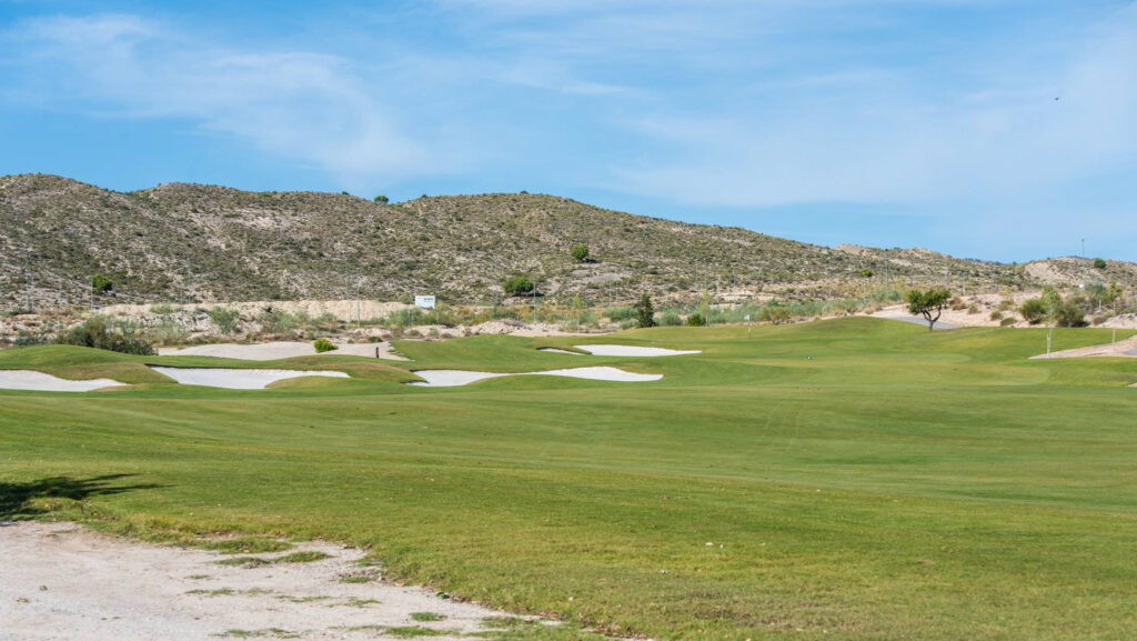 Bunkers on fairway at Altaona Golf Course with hills in background