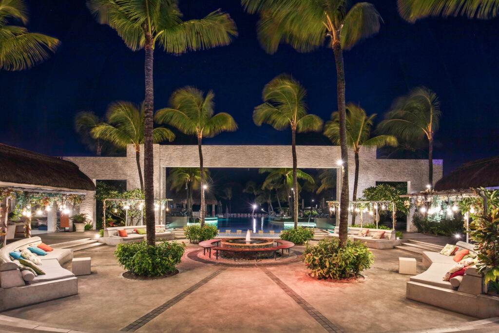 Night view of Ambre resort in Mauritius