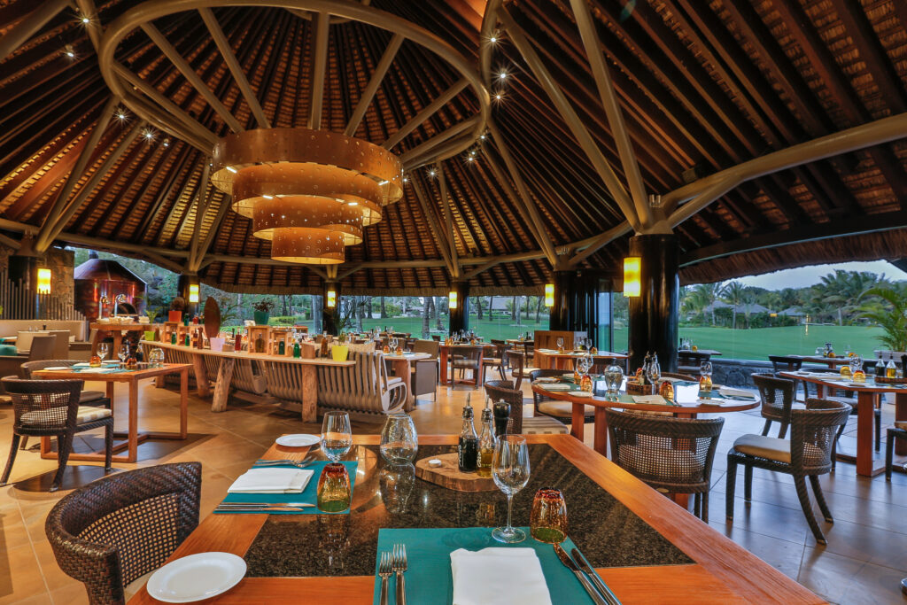 The dining room at Anahita Golf and Spa in Mauritius.