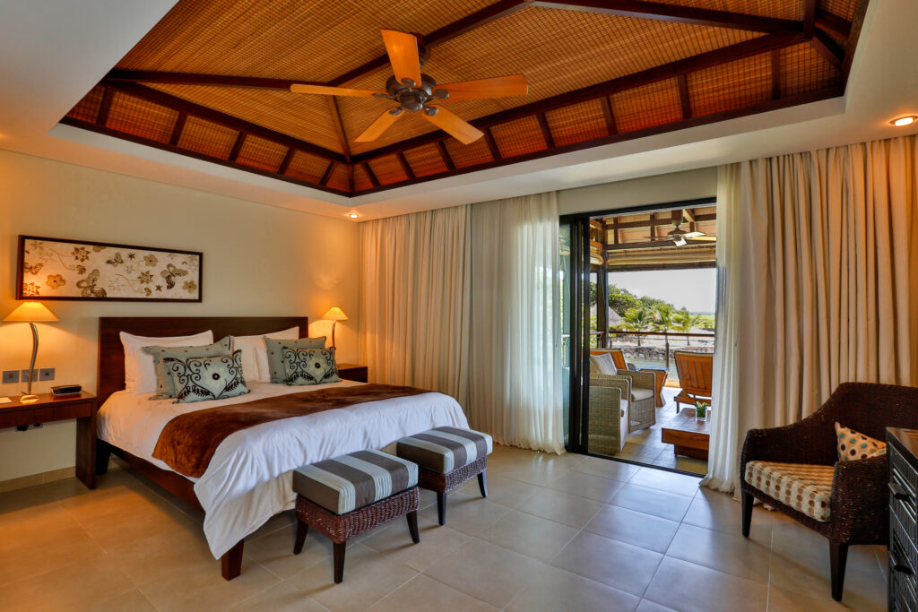 A bedroom at the Anahita golf and spa resort in Mauritius.