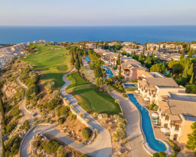 Aerial view of Aphrodite Hills PGA National Cyprus with villas around