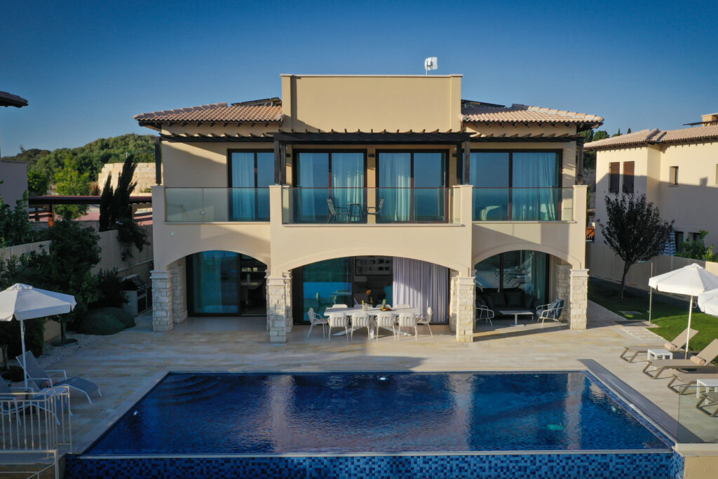 Exterior of one of the rentals at Aphrodite Hills Rentals with private pool