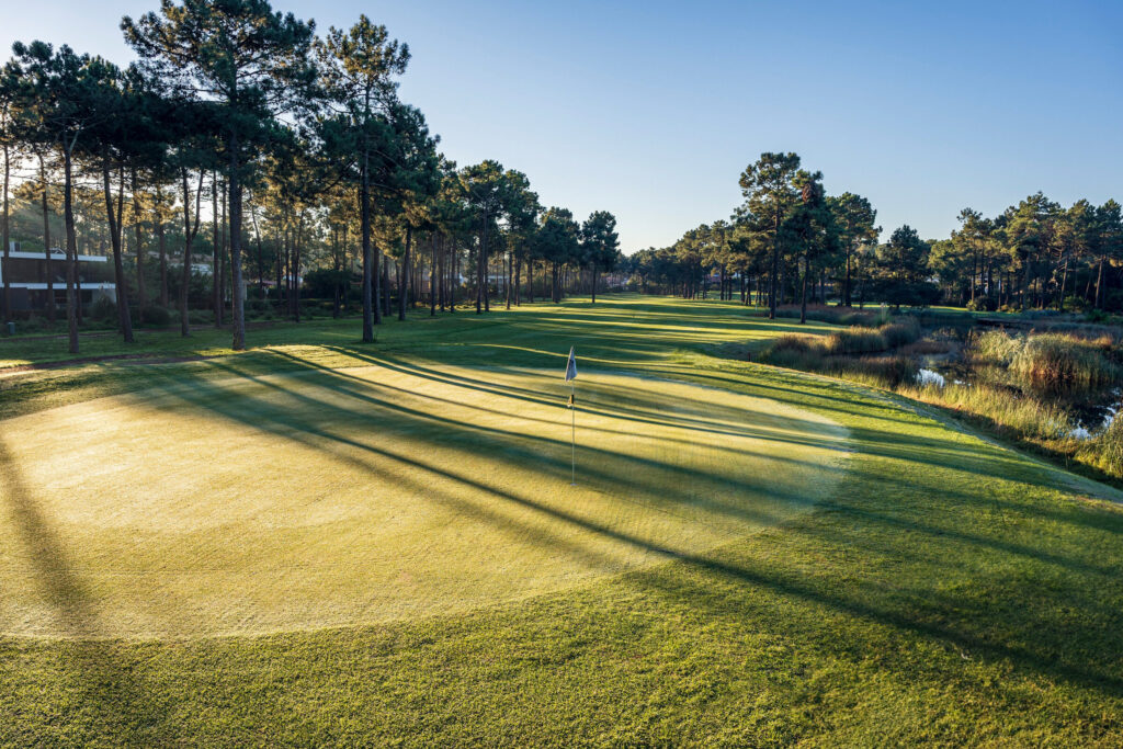 A hole with trees around at Aroeira Challenge Golf Course