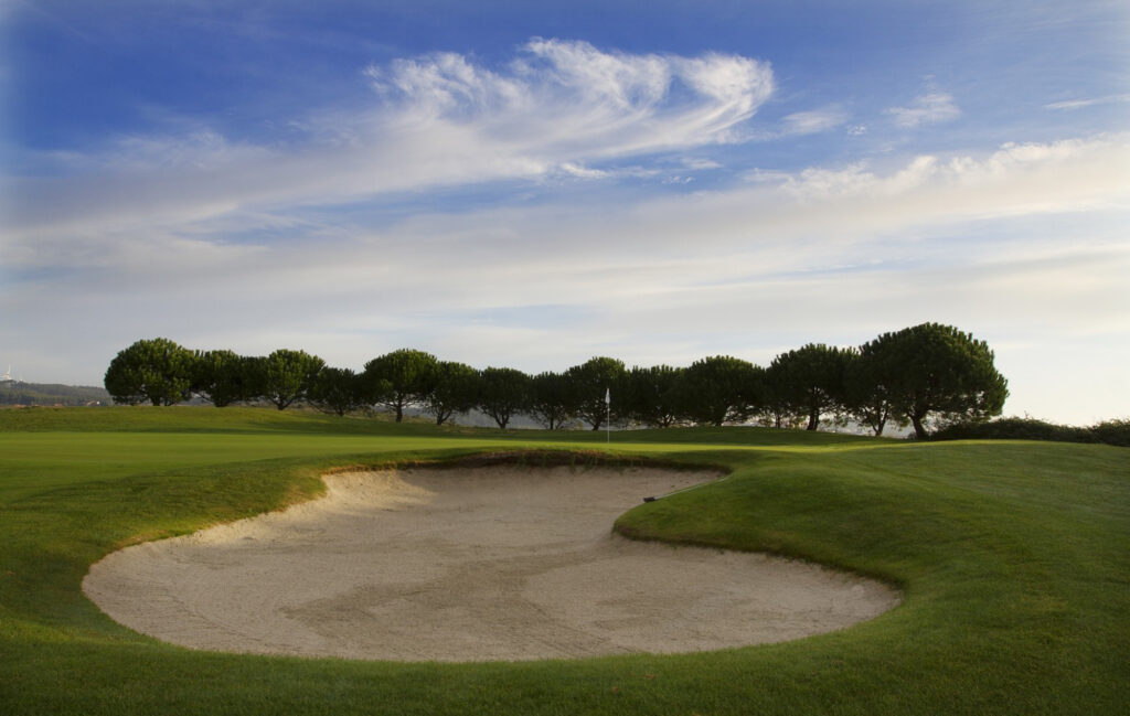 Bunker by a hole with trees in background