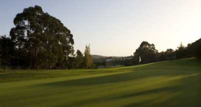 Hole with trees in background