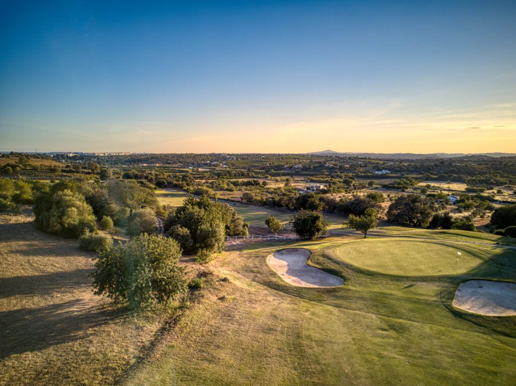 Aerial view of the fairway with bunkers at Benamor golf course