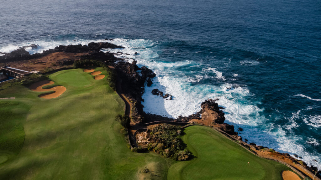 Aerial view of fairway with ocean view at Buenavista Golf Course