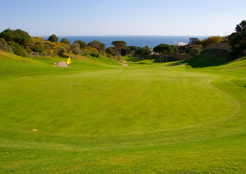 Hole with yellow flag at Cabopino Golf Course