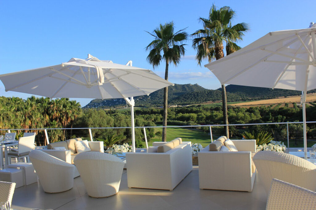 Outdoor seating at Canyamel Golf Course