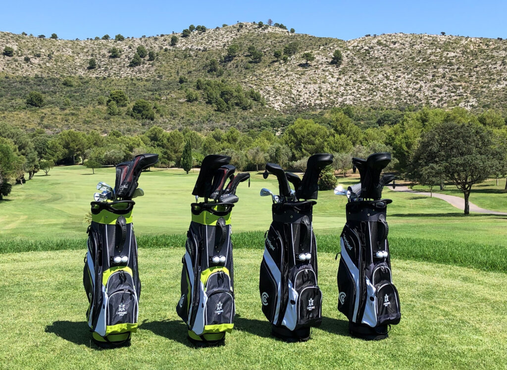 Golf bags at Canyamel Golf Course