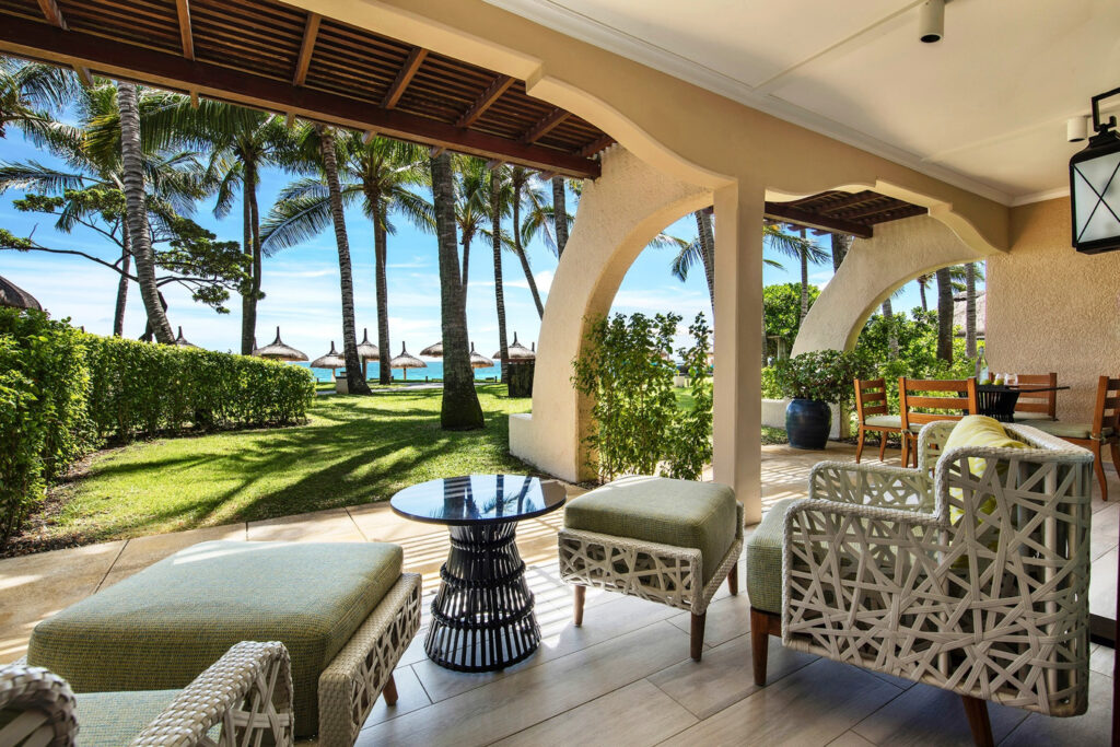 Outdoor seating area at Constance Belle Mare Plage