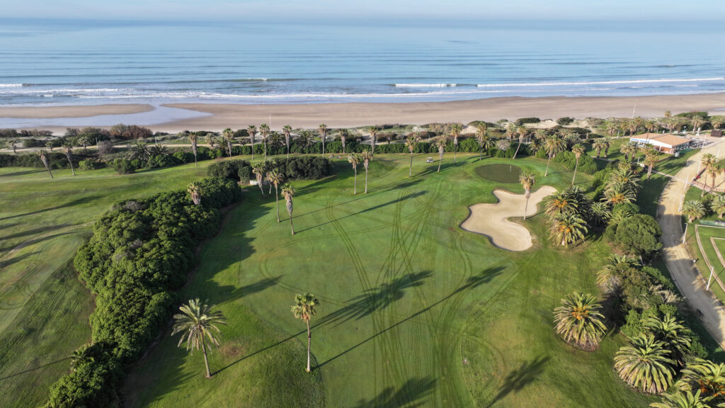 Aerial view of Costa Ballena Ocean Golf Club with fairway and beach view