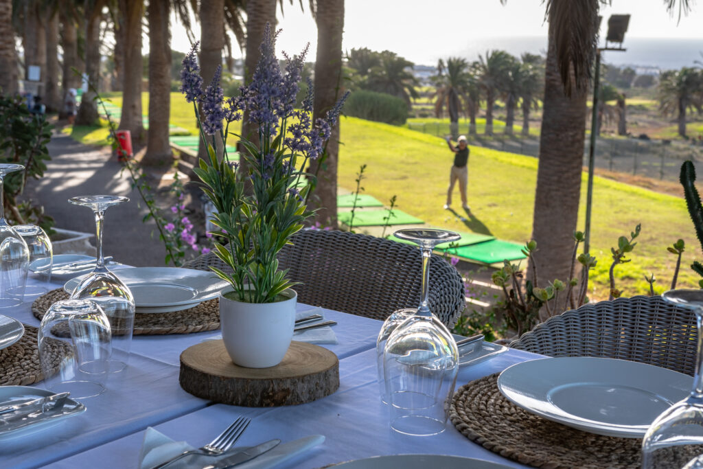 Outdoor dining at Costa Teguise Golf