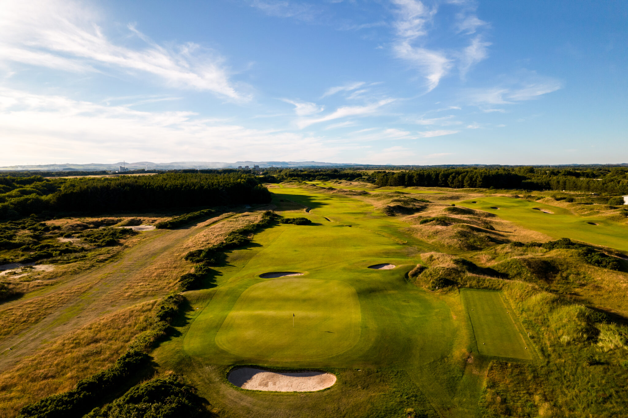 Aerial view of the fairway at Dundonald Links