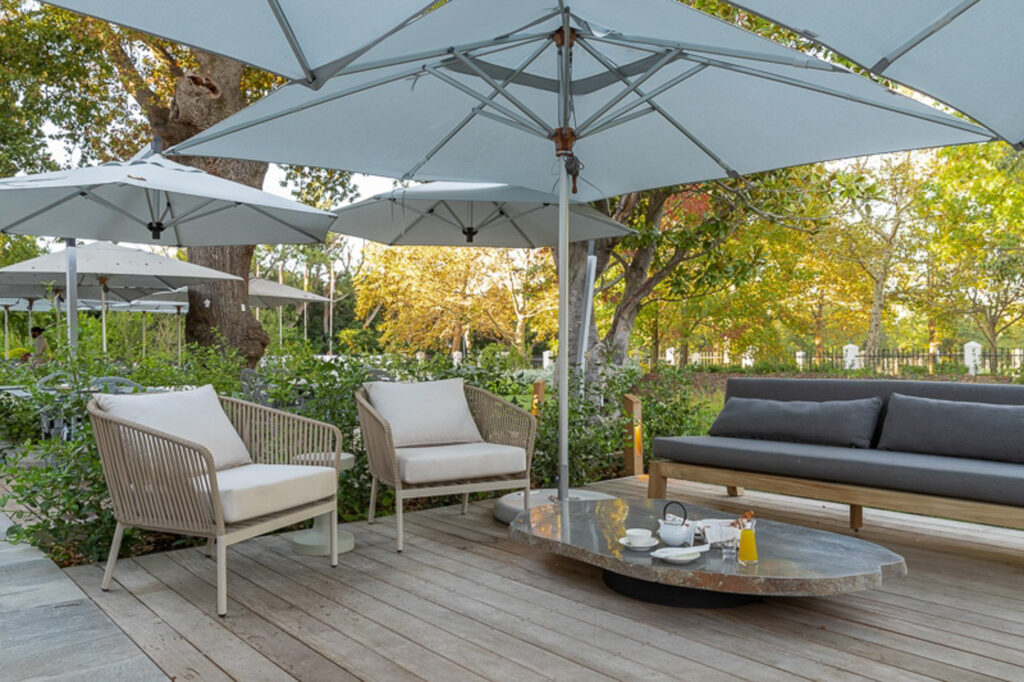 Outdoor seating area at Erinvale Estate Hotel & Spa