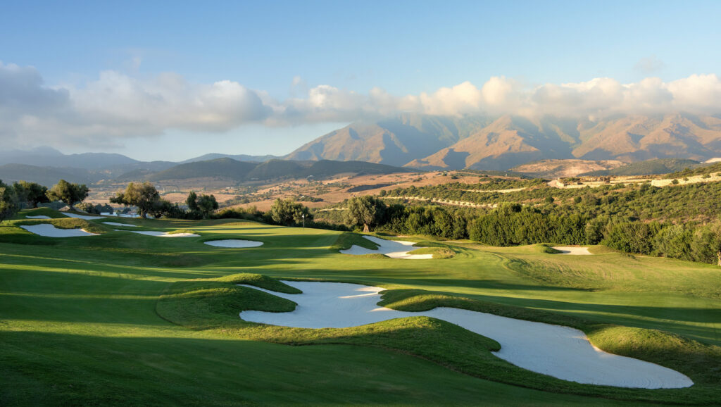 Fairway with bunkers at Finca Cortesin Golf Course