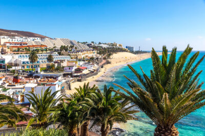 a picture of a beach town in Fuerteventura