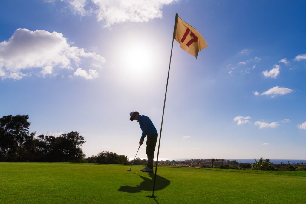 Person playing golf at the seventeenth hole at Fuerteventura Golf Club