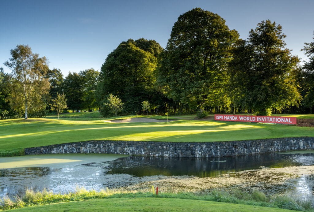 Lake on fairway at Galgorm Championship Course with trees around