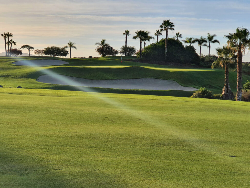 Bunkers on fairway with trees around at Golf Costa Adeje