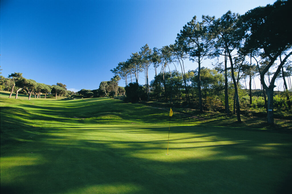 Hole with trees in background at Golf do Estoril Golf Course