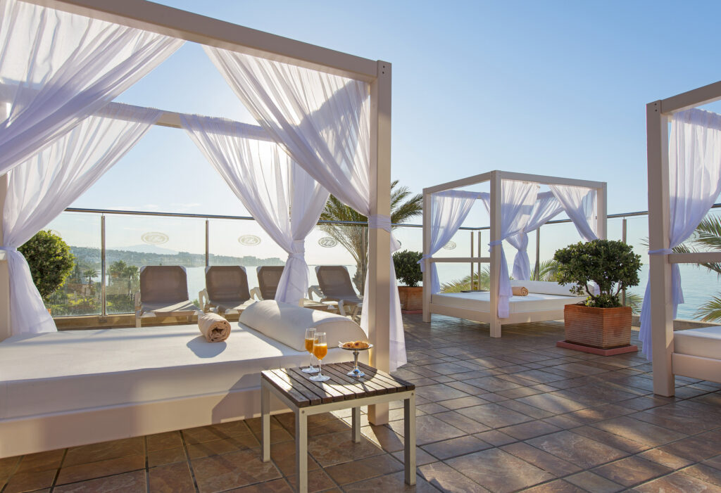 Sunbeds on terrace at Gran Hotel Elba Estepona