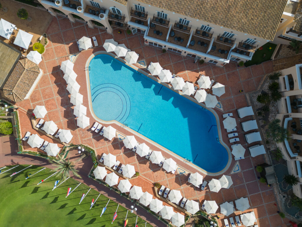 Birdseye view of outdoor pool at Grand Hyatt La Manga Club Golf & Spa