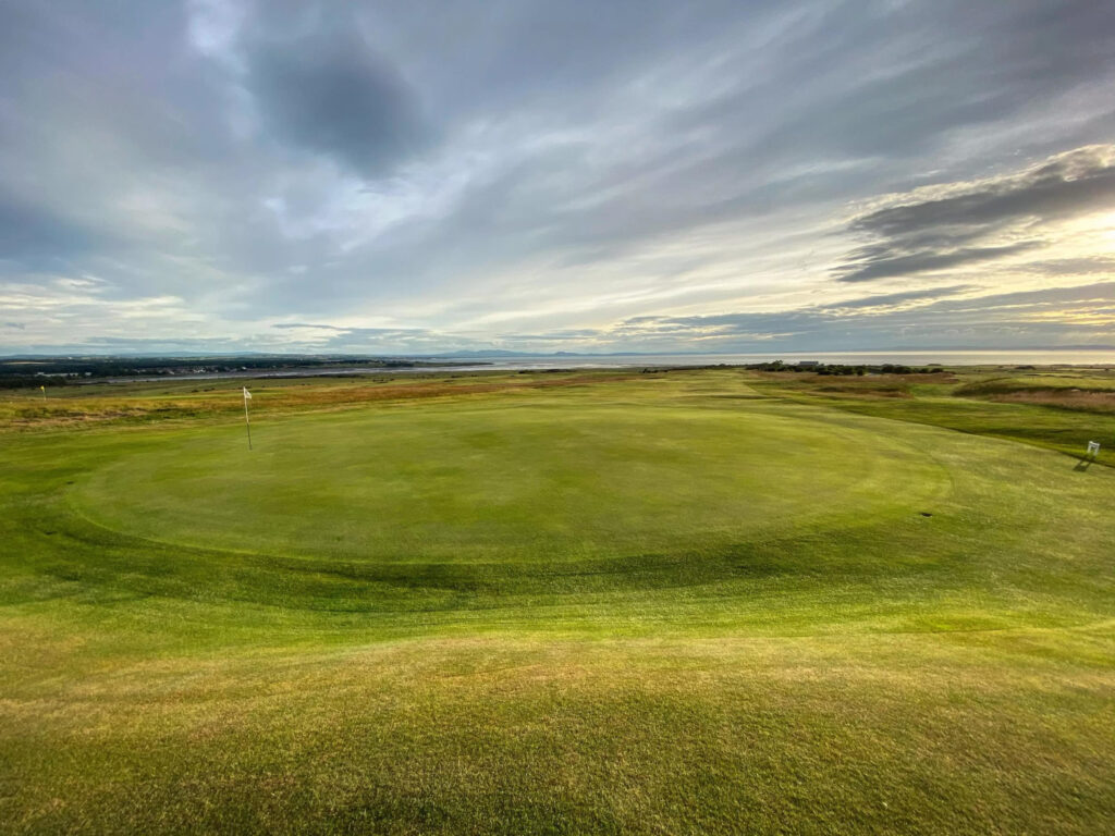 Hole with white flag at Gullane Golf Club - No. 2 Course