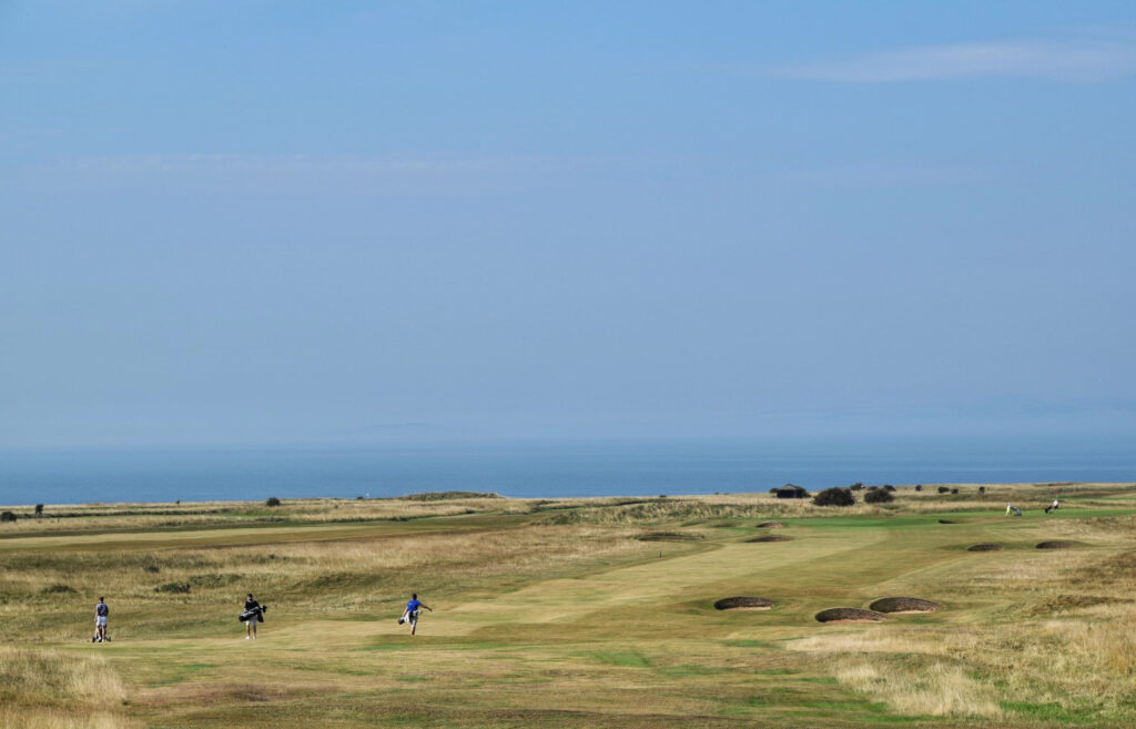 People walking on fairway at Gullane Golf Club - No. 2 Course