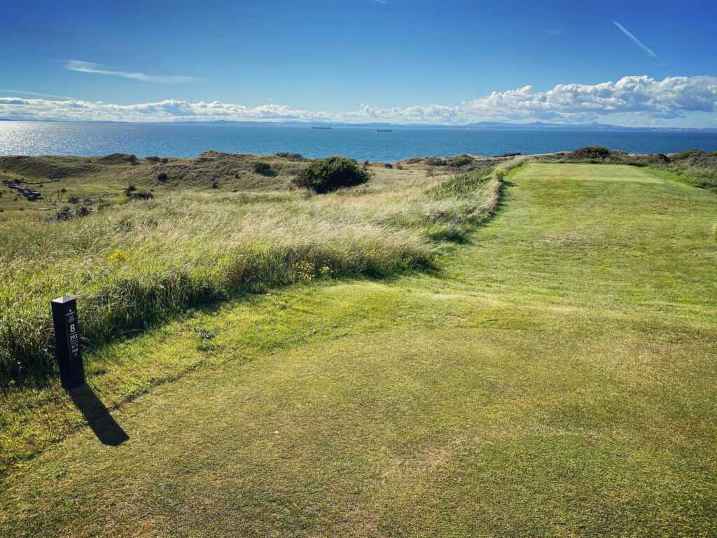 Tee box at Gullane Golf Club - No. 2 Course with ocean view