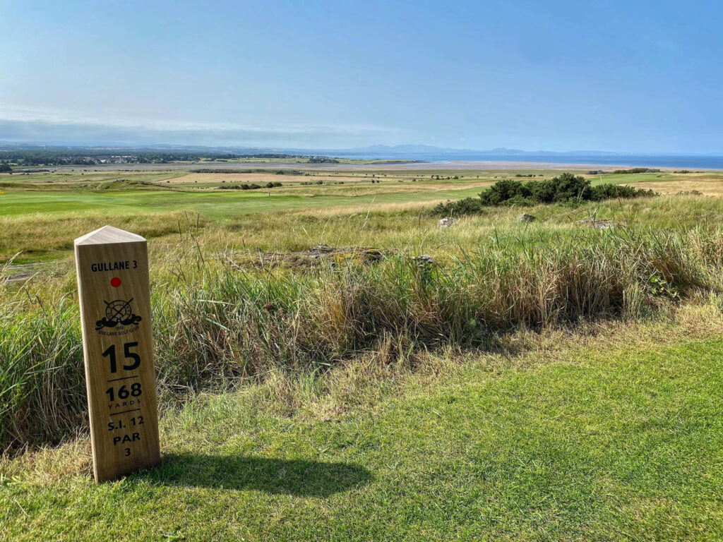 15th hole marker at Gullane Golf Club – No. 3 Course