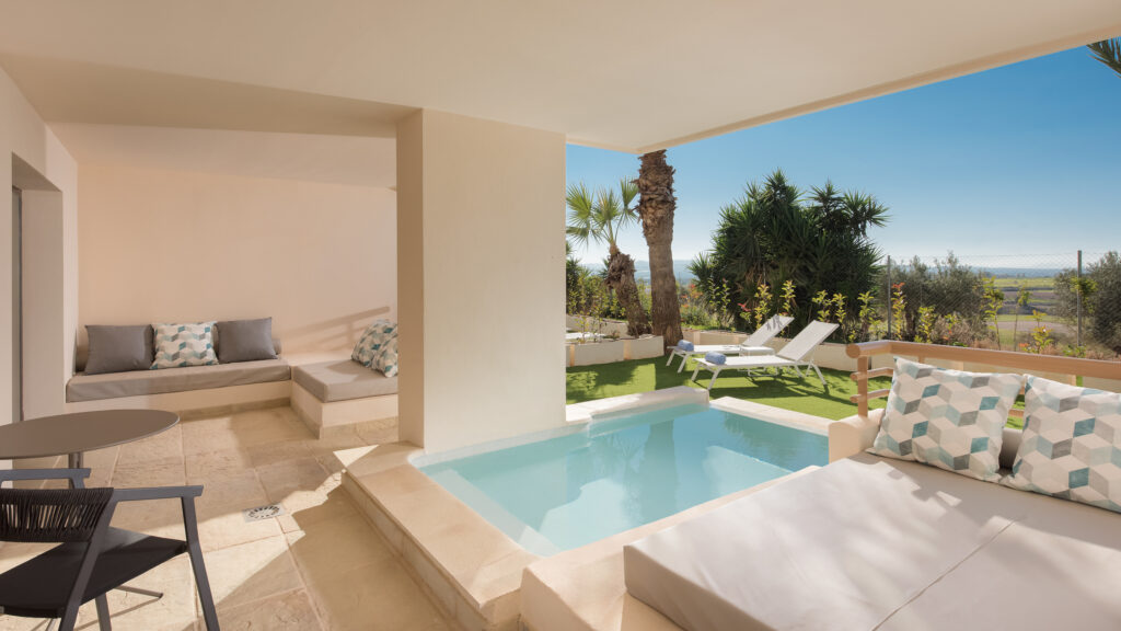 Private outdoor pool on patio at Hacienda Del Alamo Golf Resort