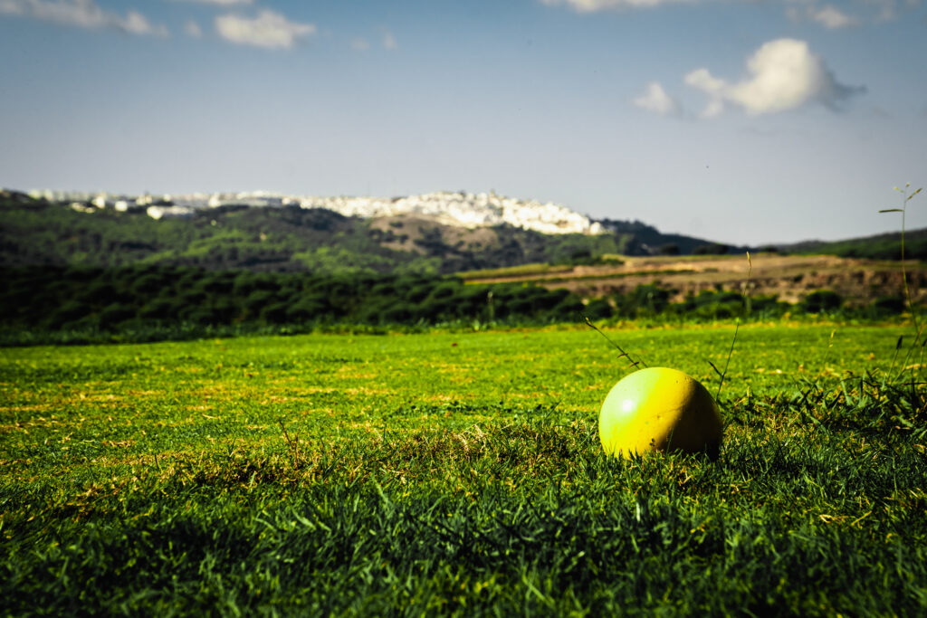 Ball in grass at Hacienda Montenmedio