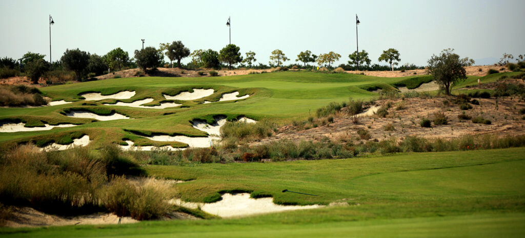 Bunkers on fairway at Hacienda Riquelme Golf Course