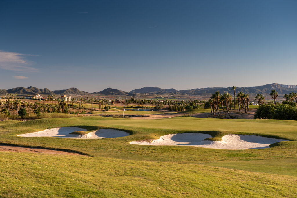 Bunkers near hole at Hacienda del Alamo Golf Course