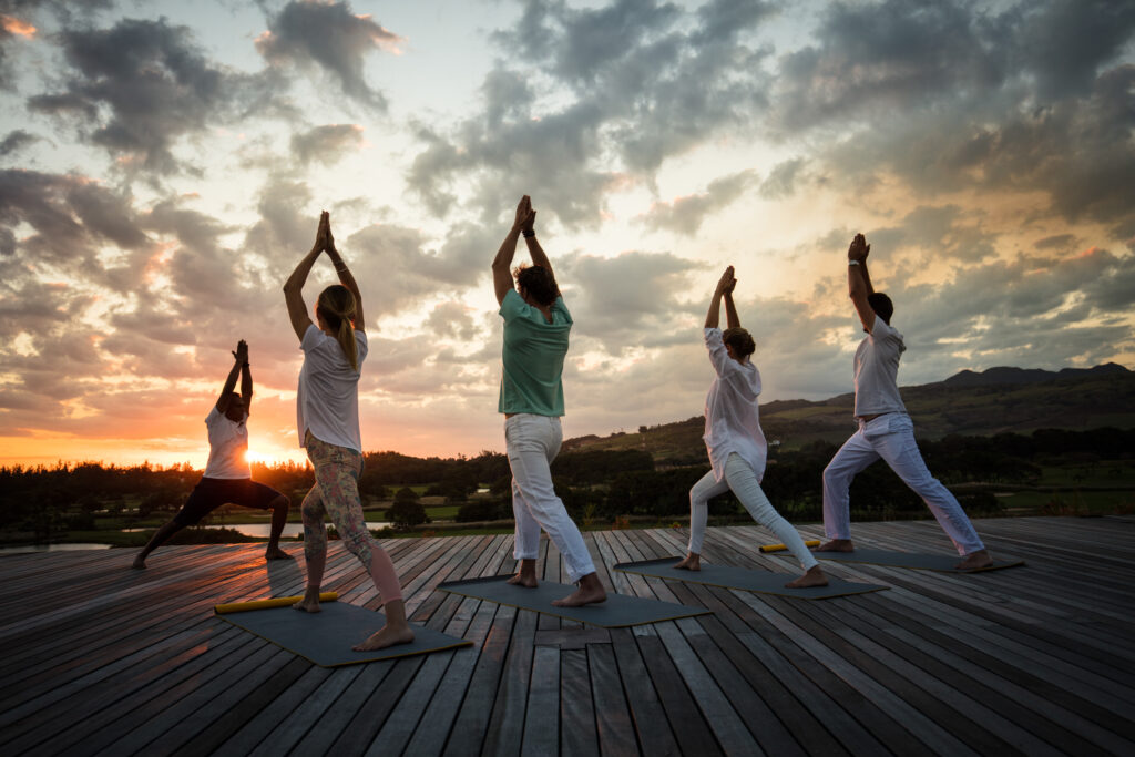 Outdoor yoga at Heritage Le Telfair