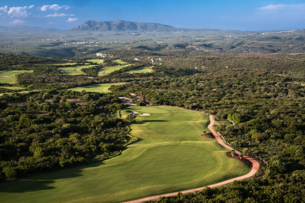 Costa Navarino Hills Course with mountains in the background