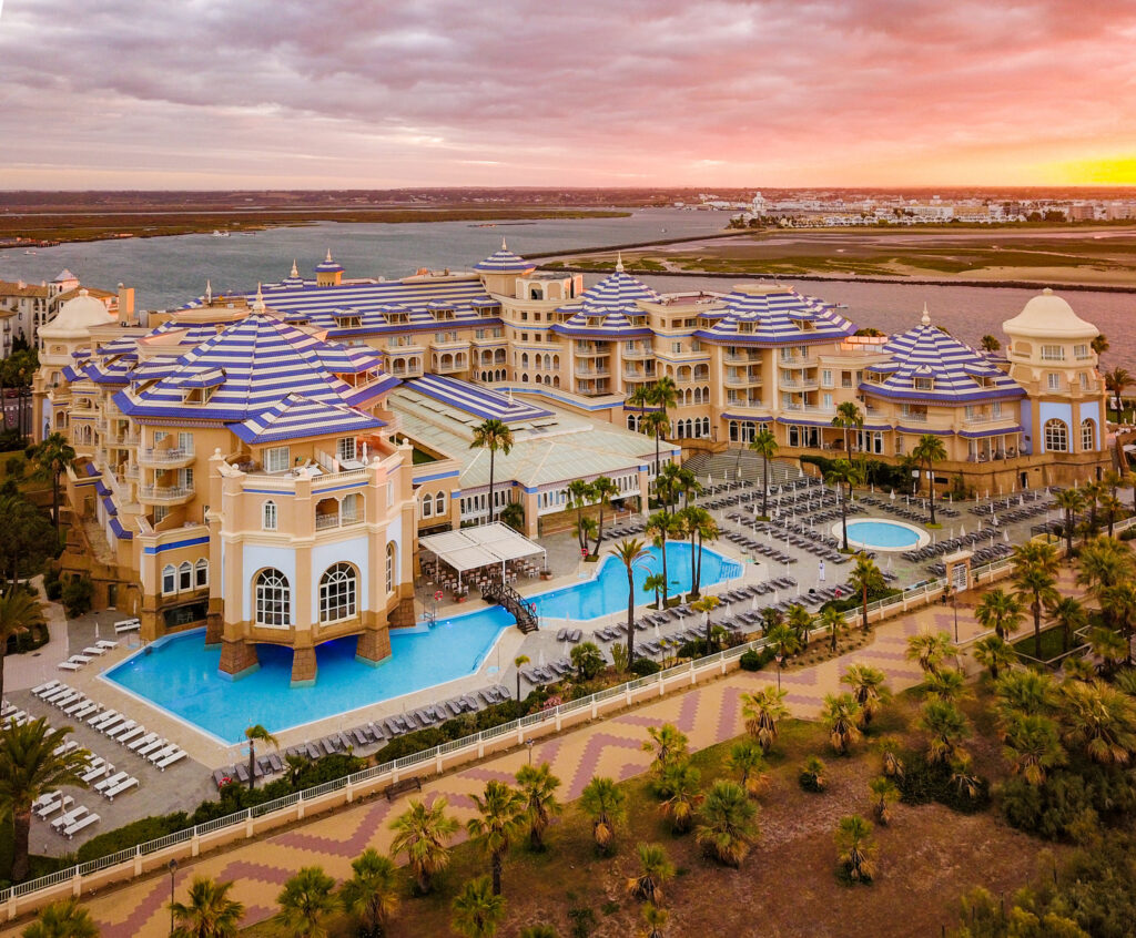 Aerial view of the exterior of Hotel Melia Isla Canela