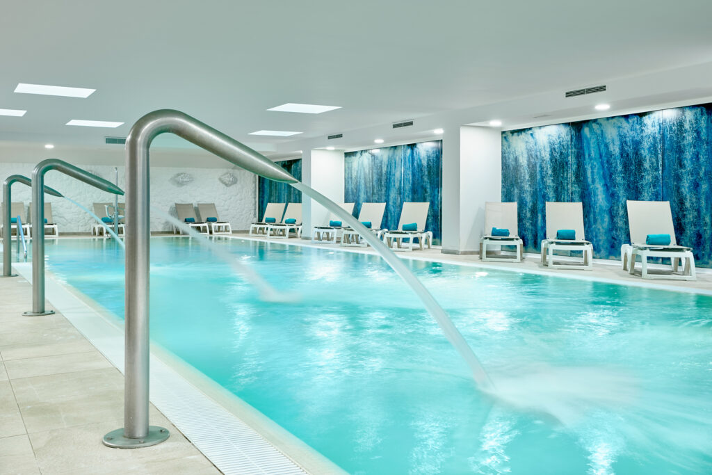 Indoor pool with fountains at Iberostar Cristina