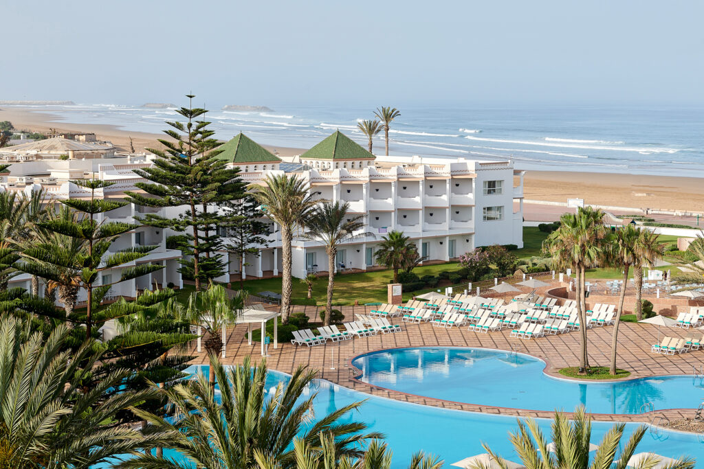 Aerial view of Iberostar Founty Beach Hotel with outdoor pool and beach view