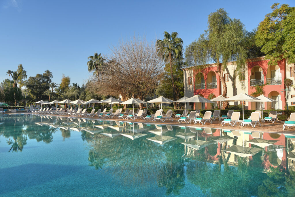 Outdoor pool at Iberostar Club Palmeraie Marrakech with loungers