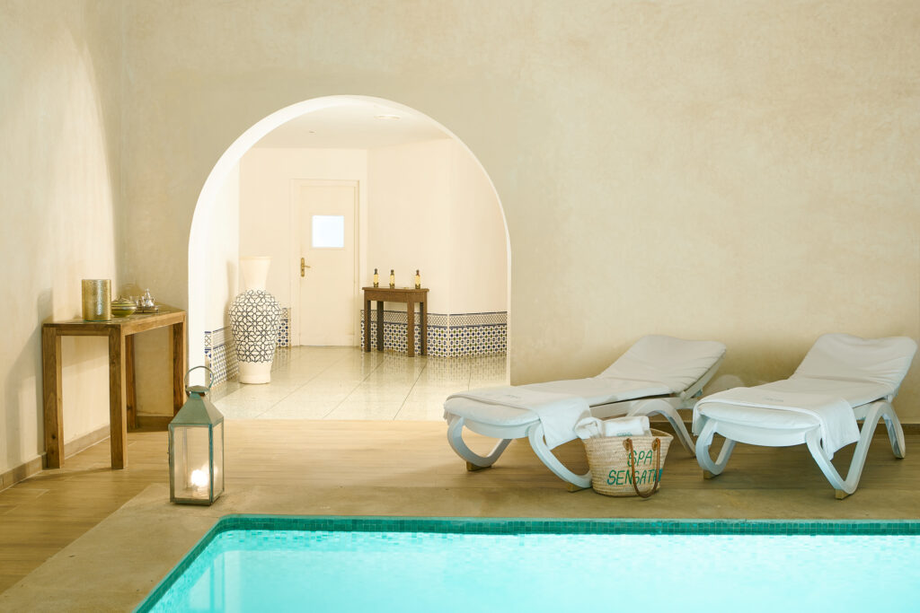 Indoor pool with loungers at Iberostar Club Palmeraie Marrakech