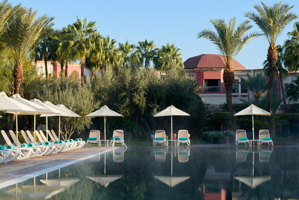 Outdoor pool at Iberostar Club Palmeraie Marrakech with loungers