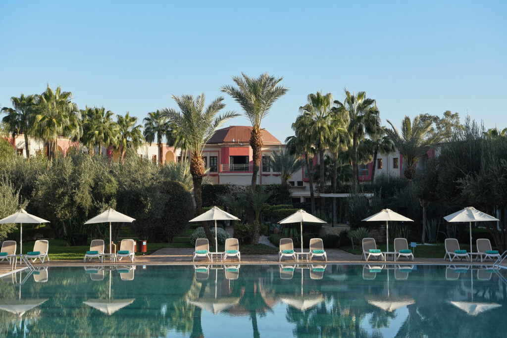 Outdoor pool at Iberostar Club Palmeraie Marrakech with loungers