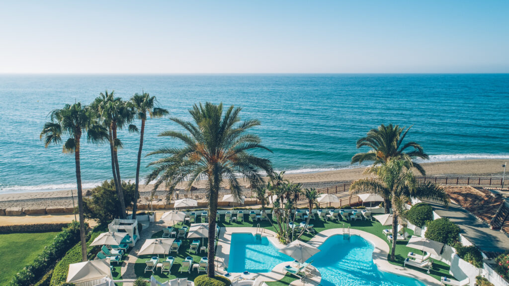 Outdoor pool with beach view at Iberostar Selection Marbella Coral Beach